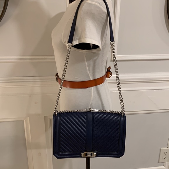 Sold! Rebecca Minkoff Love Chevron Leather Quilted Chain Crossbody Bag - Picture 9 of 16